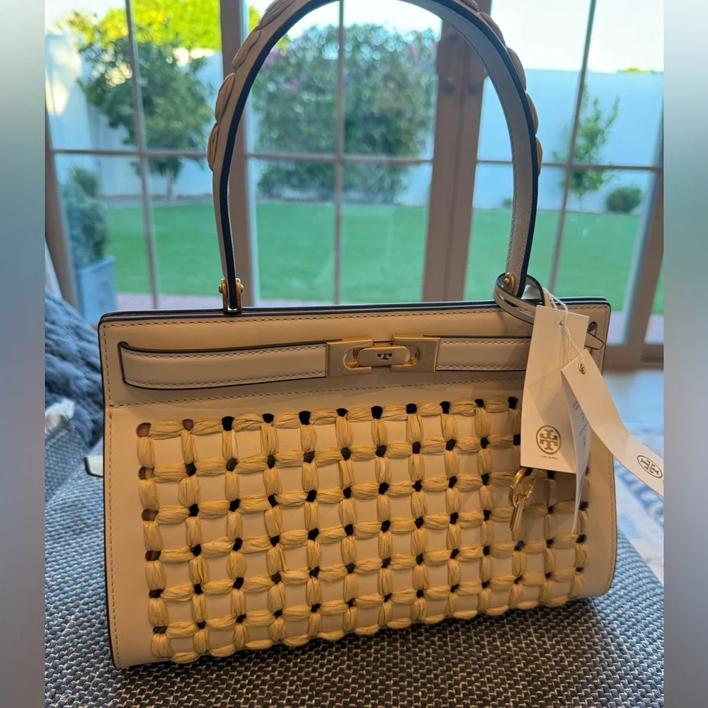 Tory Burch Elegant Cream Woven Handbag